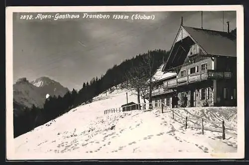 AK Telfes /Stubai, Alpen-Gasthaus Froneben im Winter