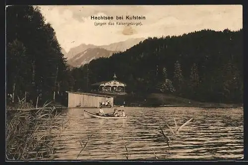 AK Kufstein /Tirol, Hechtsee gegen das Kaisergebirge