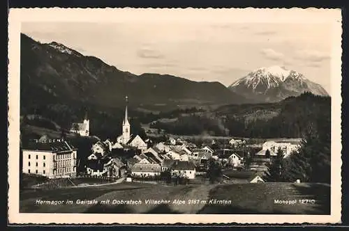 AK Hermagor /Kärnten, Ortsansicht mit Dobratsch Villacher Alpe