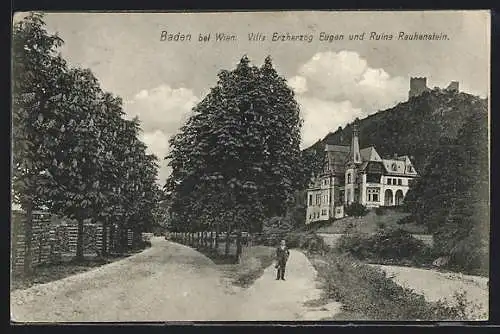 AK Baden bei Wien, Villa Erzherzog Eugen und Ruine Rauhenstein