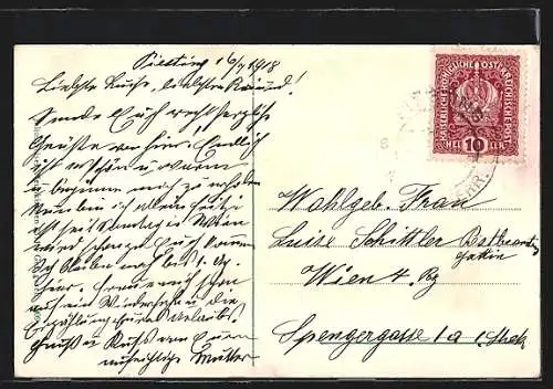 AK Piesting, Totalansicht mit Waldlandschaft