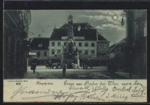 Mondschein-AK Baden bei Wien, Hauptplatz