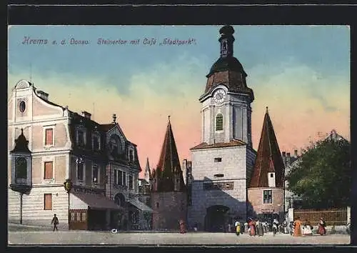 AK Krems a. d. Donau, Steinertor mit Café Stadtpark