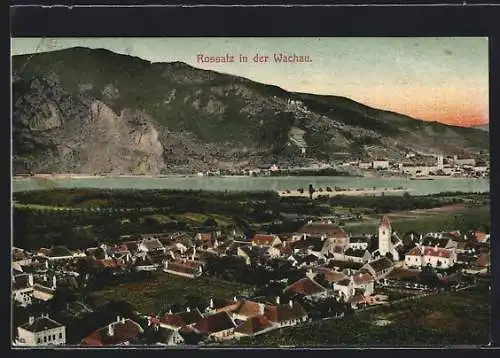 AK Rossatz in der Wachau, Ortsansicht aus der Vogelschau