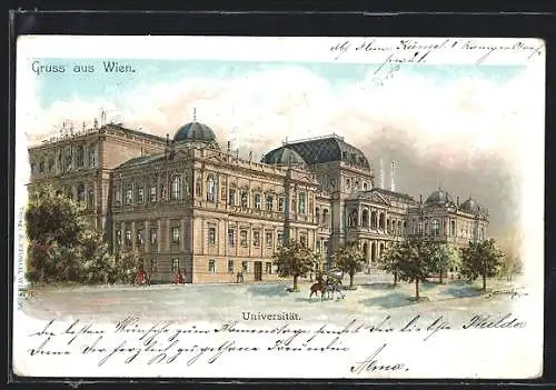 Lithographie Wien, Darstellung der Universität