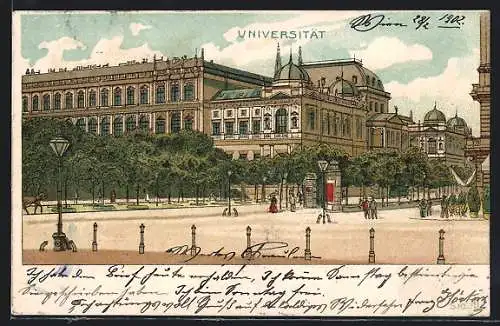 Lithographie Wien, Blick zur Universität