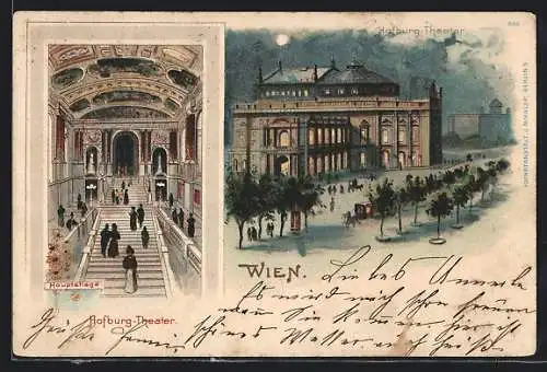 Lithographie Wien, Burgtheater, Hauptstiege