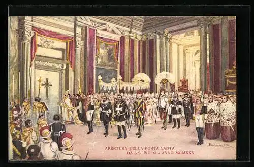 Künstler-AK Apertura della Porta Santa da S.S. Pio XI., Papst Pius XI.