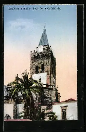 AK Funchal / Madeira, Tour de la Cathedrale, Kirchturmblick