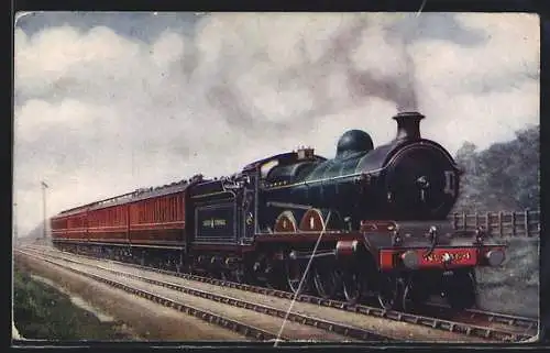 AK Godley Juntion, Lokomotive No. 346 der Great Central Railway, Manchester to London Express, Englische Eisenbahn