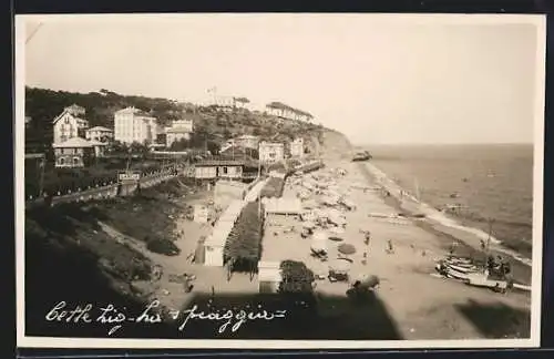 AK Celle Ligure, Strandleben aus der Vogelschau