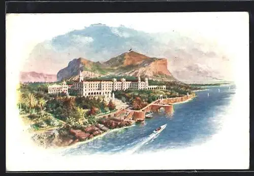 Künstler-AK Palermo, Ansicht vom Grand Hotel Villa Igiea