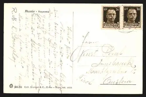 AK Alassio, Panorama aus der Vogelschau