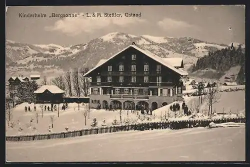 AK Gstaad, Kinderheim Bergsonne im Winter