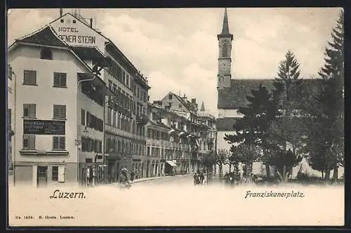 AK Luzern, Franziskanerplatz mit Hotel Goldener Stern