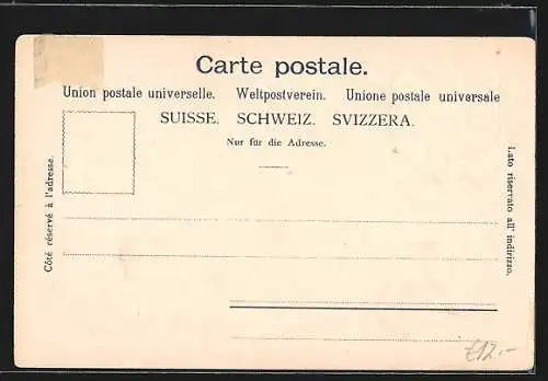 AK Lausanne, Strassenbahn vor dem Bahnhof, Wappen und Briefmarken