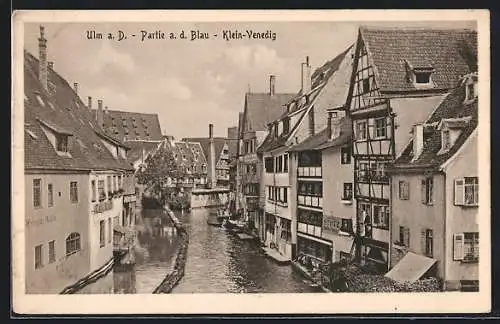 AK Ulm / Donau, Partie an der Blau, Klein-Venedig