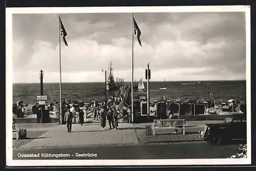 AK Kühlungsborn, Blick auf die Seebrücke, flaggen