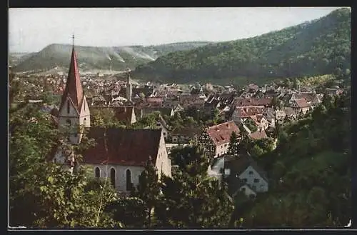 AK Blaubeuren, Panorama mit Kirche