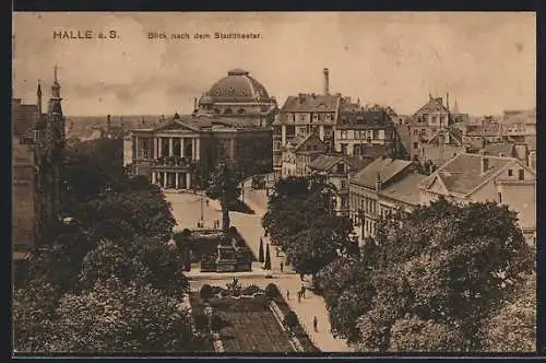 AK Halle a. S., Blick auf das Stadttheater