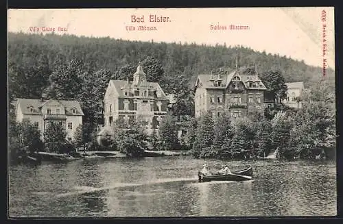 AK Bad Elster, Villa Grüne Aue, Villa Abbazia, Schloss Miramar