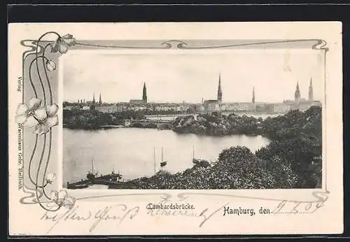 AK Hamburg-Neustadt, Die Lombardsbrücke aus der Vogelschau