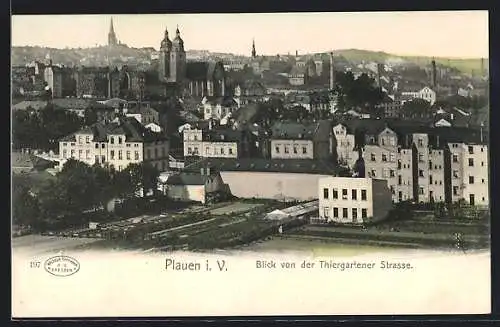 AK Plauen i. V., Blick von der Thiergartener Strasse