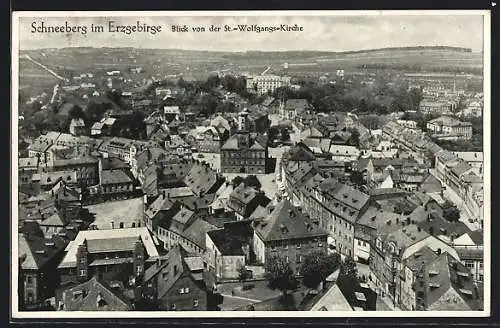 AK Schneeberg / Erzgebirge, Panoramablick von der St. Wolfgangs-Kirche