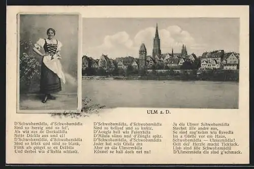 AK Ulm a. D., Panorama und Schwobamädla