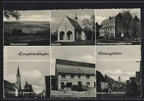 AK Langenenslingen /Hohenzollern, Gesamtansicht, Kapelle, Rathaus und Kriegerdenkmal, Gemischtwarenladen E. Dressler