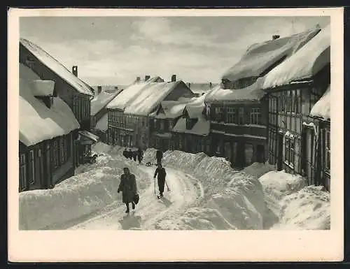 AK Benneckenstein, Strassenpartie im tiefen Schnee