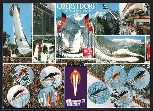 AK Oberstdorf /Allgäuer Alpen, Skiflug-Woche 1976, Szenen an der Heini-Klopfer-Skiflugschanze