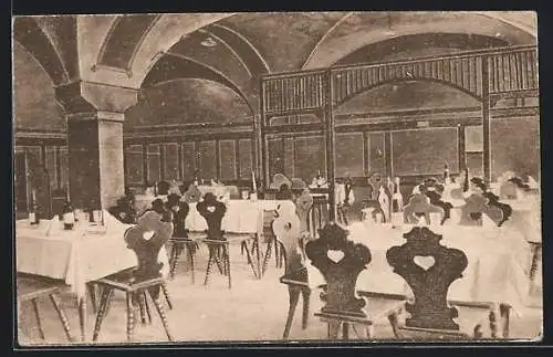 AK Salzburg, M. Stüdl`s Wein-Restaurant Zur Birne, Innenansicht