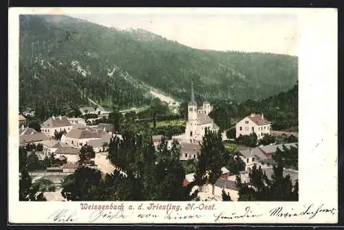 AK Weissenbach a. d. Triesting, Strassenpartie mit Kirche