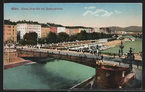 AK Wien, Franz-Josef-Kai mit Stefaniebrücke