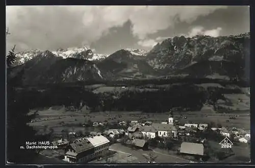 AK Haus, Ortsansicht mit Dachsteingruppe