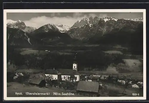 AK Haus /Obersteiermark, Teilansicht mit Kirche