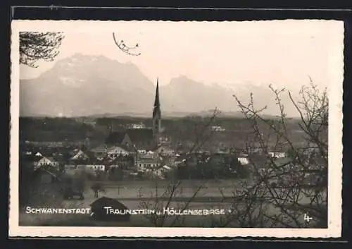 AK Schwanenstadt, Teilansicht mit Traunstein und Höllengebirge