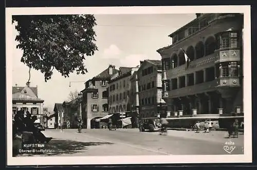 AK Kufstein, Oberer Stadtplatz mit Geschäften