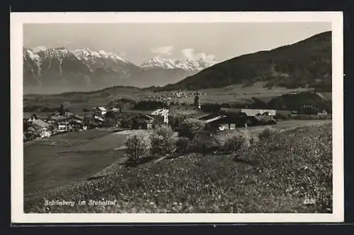 AK Schönberg im Stubaital, Ortspartie mit Kirche