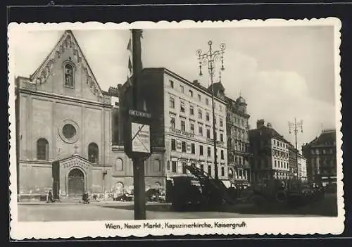 AK Wien, Neuer Markt mit Kapuzinerkirche und Kaisergruft