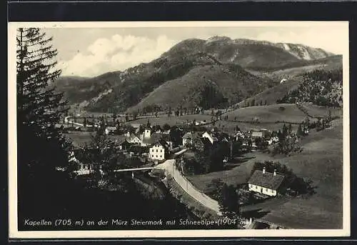 AK Kapellen a. d. Mürz, Ortsansicht mit Schneealpe