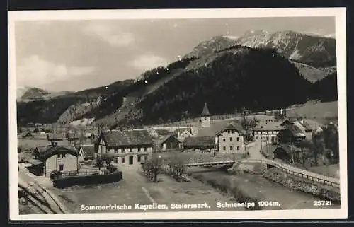 AK Kapellen /Steiermark, Ortspartie mit Schneealpe