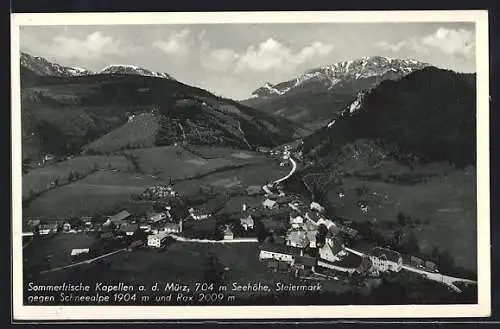 AK Kapellen a. d. Mürz, Teilansicht gegen Schneealpe und Rax