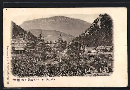 AK Kapellen, Ortspartie mit Raxalpe