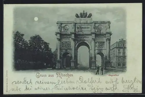 Mondschein-AK München, Siegestor