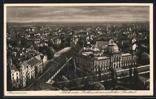 AK Hannover, Blick vom Rathausturm auf südlichen Stadtteil mit Strassenpartie