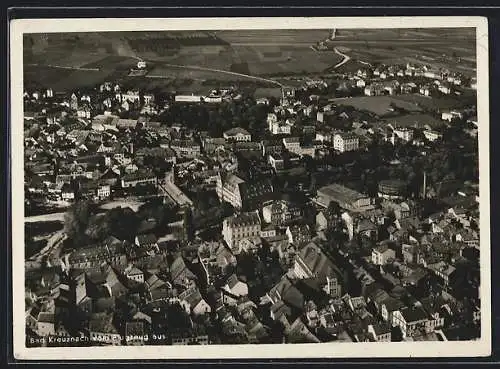 AK Bad Kreuznach, Teilansicht mit Strassenpartie, Fliegeraufnahme