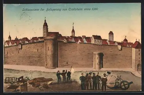AK Crailsheim, Schlussscene der Belgaerung anno 1380