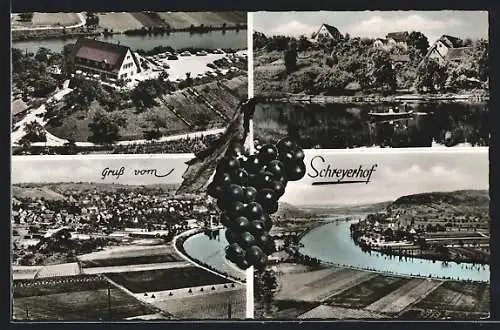 AK Besigheim, Gasthaus Schreyerhof, Uferpartie, Ortspartie